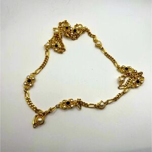 Vintage Gold necklace with black gemstones